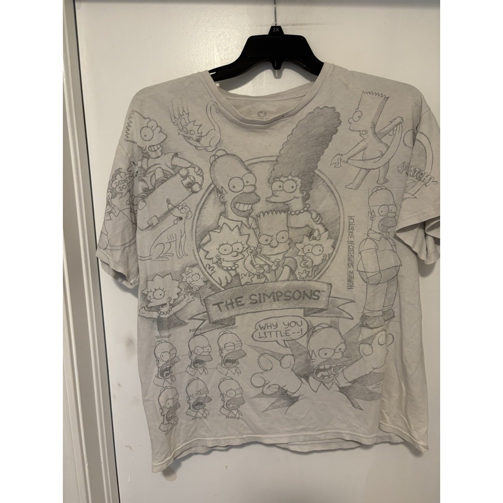LIQUID BLUE THE SIMPSONS GROENING SKETCH ART ALL OVER PRINT RARE MENS XL